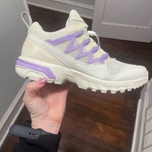 Salomon Cream and Purple Athletic Shoes